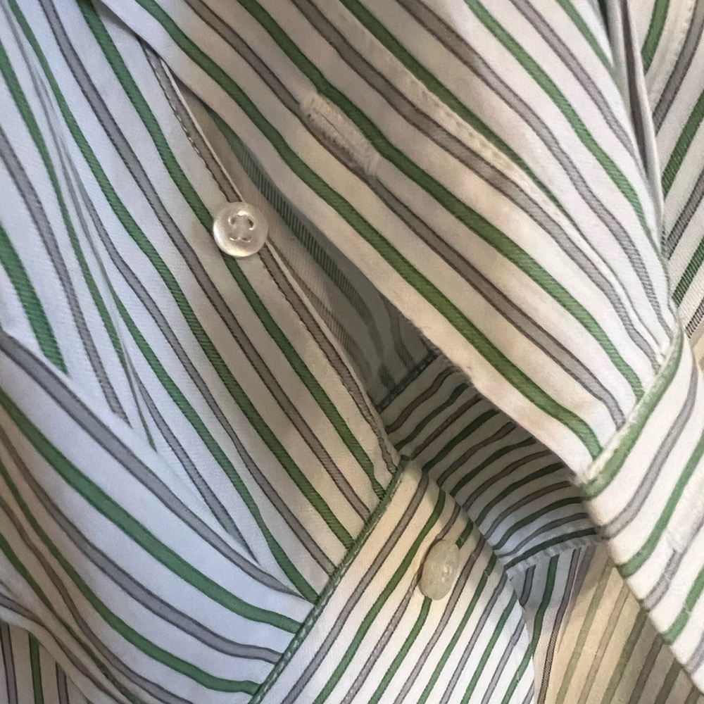 Finamore 1925 Napoli Striped Button-Up Shirt 17.5 - Picture 7 of 9